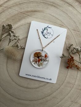 Autumn Pressed Flowers Filled Pendant Necklace, 2 of 5