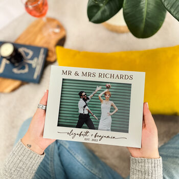 Personalised Wedding Photo Frame Mr And Mrs Gift, 7 of 10