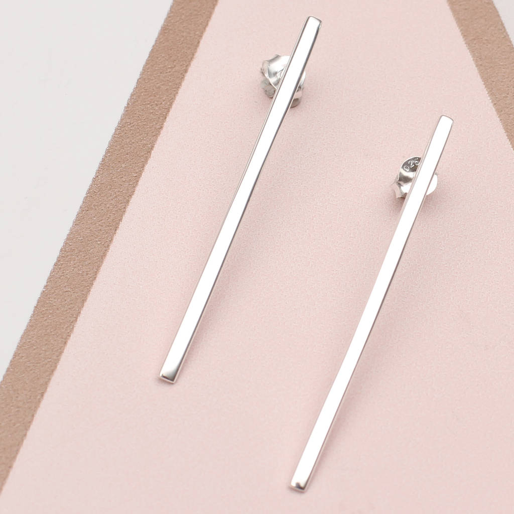 bar silver earrings
