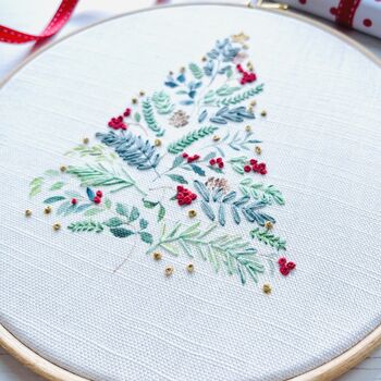 Christmas Tree Embroidery Hoop Kit, 3 of 6