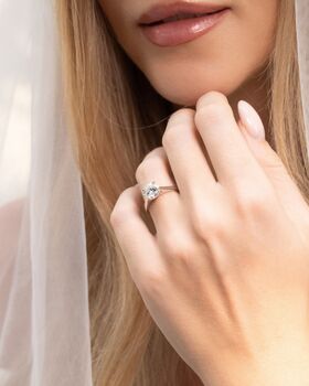 Two Ct Round Solitaire Moissanite Engagement Ring, 6 of 9