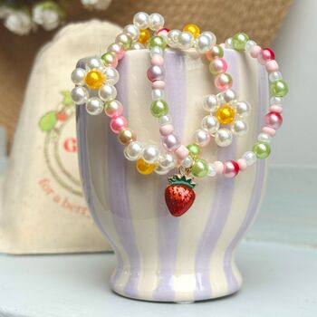 Strawberry Pearls Charm Bracelet Set In A Personalised Bag, 2 of 7
