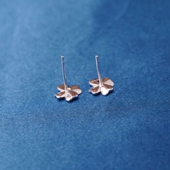 Silver Four Leaf Clover Stud Earrings, Lucky Clover Earrings, 5 of 7