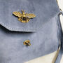 Bee Suede Mini Bag Denim Blue, thumbnail 2 of 5