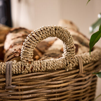 Round Lined Wicker Log Basket, 4 of 4