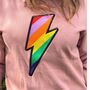 Organic Rainbow Lightning Bolt Sweatshirt Dusky Pink, thumbnail 2 of 2