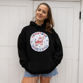 Christmas Rock And Roll Women's Christmas Hoodie, 4 of 4