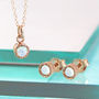 Opal October Birthstone Rose Gold Plate Silver Necklace, thumbnail 3 of 4