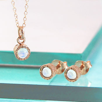 Opal October Birthstone Rose Gold Plate Silver Necklace, 3 of 4