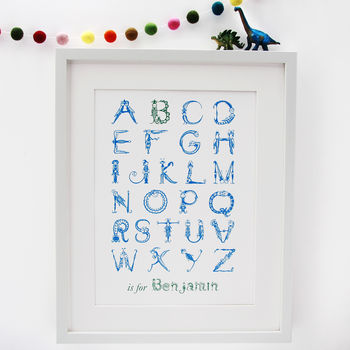 Personalised Alphabet Bunnies Or Bugs Nursery Print, 10 of 10