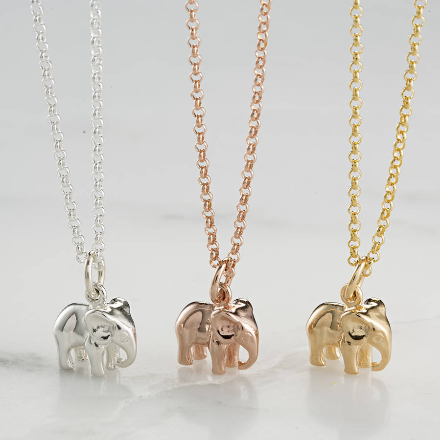 Elephant Charm Necklace With Personalised Message Card Elephant Charm Necklace With Personalised Message Card