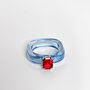 Blue Resin Ring With Red Rhinestone, thumbnail 3 of 6