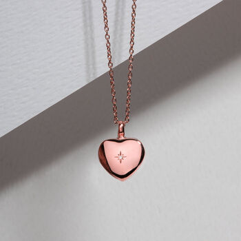 Diamond Heart Urn Necklace 18 K Rose Gold Plated Silver, 5 of 5