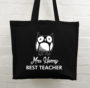 Personalised Tote Bag For Teacher's, Owl Cat Dog Design, 2 of 6
