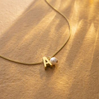 Sterling Silver Slide On Letter And Mini Pearl Necklace, 4 of 11