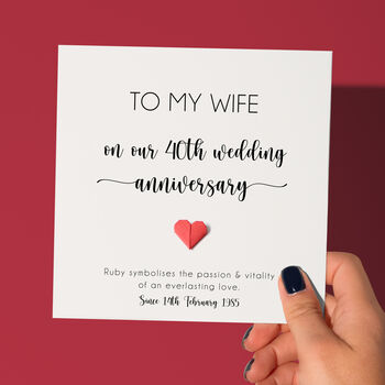 Personalised Ruby 40th Wedding Anniversary Card, 9 of 9