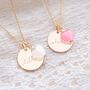 Esme Disc And Heart Charm Name Necklace, thumbnail 1 of 8