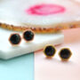 Black Spinel Rose/Gold Plated Silver Stud Earrings, thumbnail 1 of 2