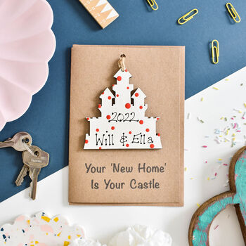 Personalised New Home Card Castle Wooden Keepsake, 2 of 2