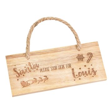 Personalised Santa Stop Here Wooden Sign, 4 of 5