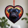 Pug Stained Glass Effect Heart Suncatcher, thumbnail 3 of 6