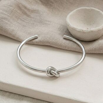 Knot Bangle Silver Non Tarnish Waterproof, 3 of 9