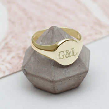 18ct Rose Or Yellow Gold Plated Monogram Signet Ring, 2 of 7
