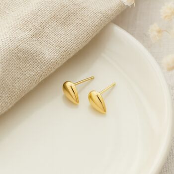 9ct Yellow Gold Teardrop Micro Stud Earrings, 3 of 5