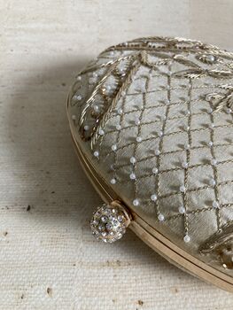 Gold Oval Embroidered Handcrafted Clutch Bag, 10 of 10