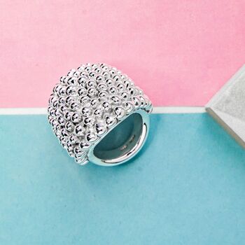 Sterling Silver Armadillo Statement Bubble Ring, 4 of 6