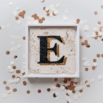 Personalised Handmade Gold Letter Framed Stone Tile, 7 of 9