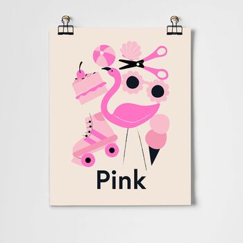 Favourite Colour Pink Children's Fine Art Print, 3 of 3