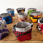 African Print Basket Pots | Black Red Shope Print, thumbnail 5 of 6