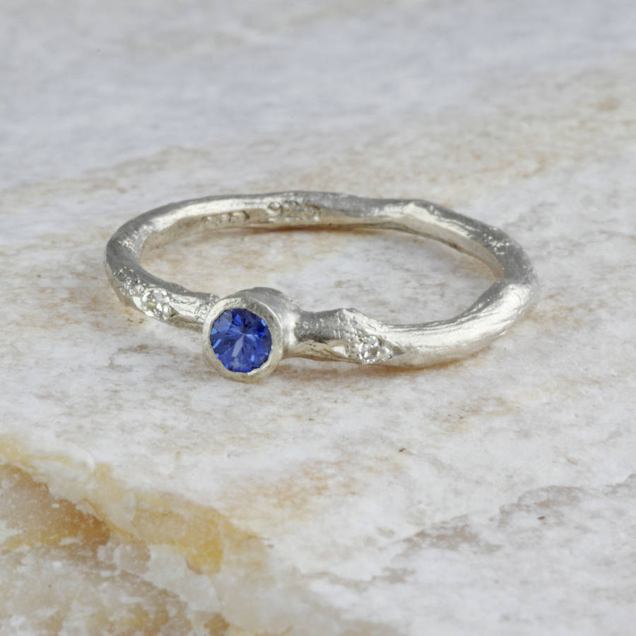 Choice Of Coloured Sapphire And Diamond Ring In Silver By Anthony Blakeney