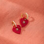 18k Gold Plated Starburst Heart And Pearl Huggie Earrings With Ivory Opal, thumbnail 6 of 7