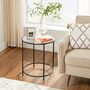 Round Side Table Tempered Glass Steel Frame, thumbnail 1 of 12