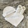 Baby Pink Embroidered Newborn Hat And Booties Gift Set, thumbnail 6 of 8