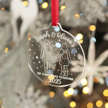 Pair Of 1st Christmas As A Couple Champagne Flutes And Decoration, 5 of 7
