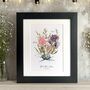 Watercolour Couple Birth Month Flower Print, thumbnail 1 of 5