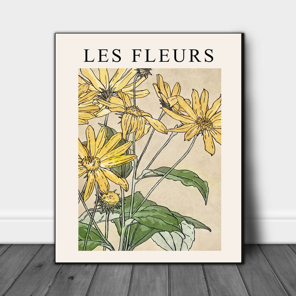 Vintage Yellow 'Les Fleurs' Print, 1 of 3