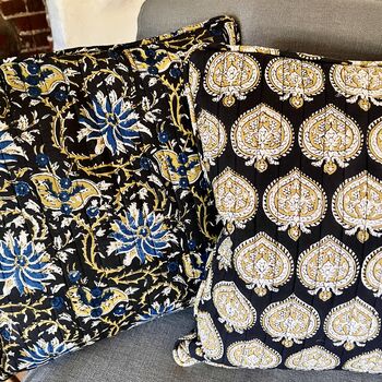 Reversible Quilted Cushion Cover In Catalpa Print, 3 of 5