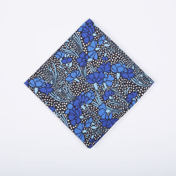 Dancys Mens Black And Blue Floral Pocket Square, 7 of 8