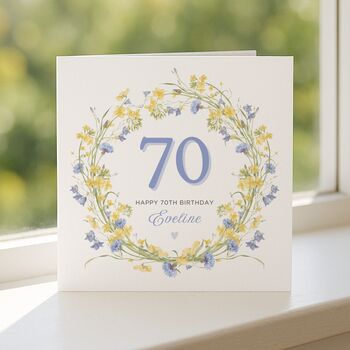 Personalised Floral 70th Birthday Card For Her, 2 of 7