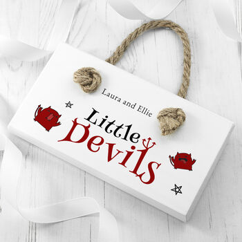 Personalised Kid's Little Devils Bedroom Sign, 4 of 6