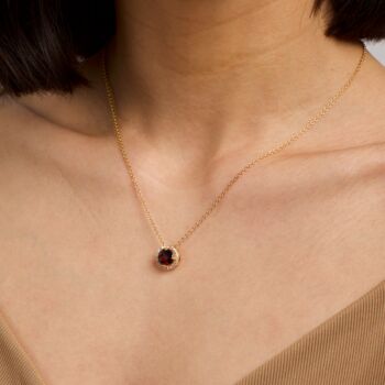 Round Garnet 18k Gold Plated Necklace, 2 of 4