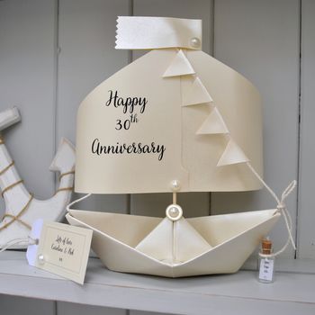 30th Pearl Wedding Anniversary Paper Boat Card, 3 of 10