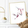 Modern Hummingbird Wall Art Floral Print, thumbnail 1 of 3