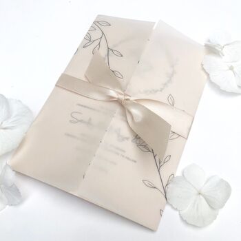 Vellum Wrap D I Y Wedding Invitation Minimalist Leaf, 4 of 6