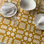 Welsh Blanket Print Oilcloth Tablecloth Matt Mustard, thumbnail 1 of 4