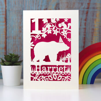 Personalised Papercut Bear Birthday Card, 5 of 8